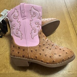 PAWZ Kids Pink and Brown Western Cowboy Boots